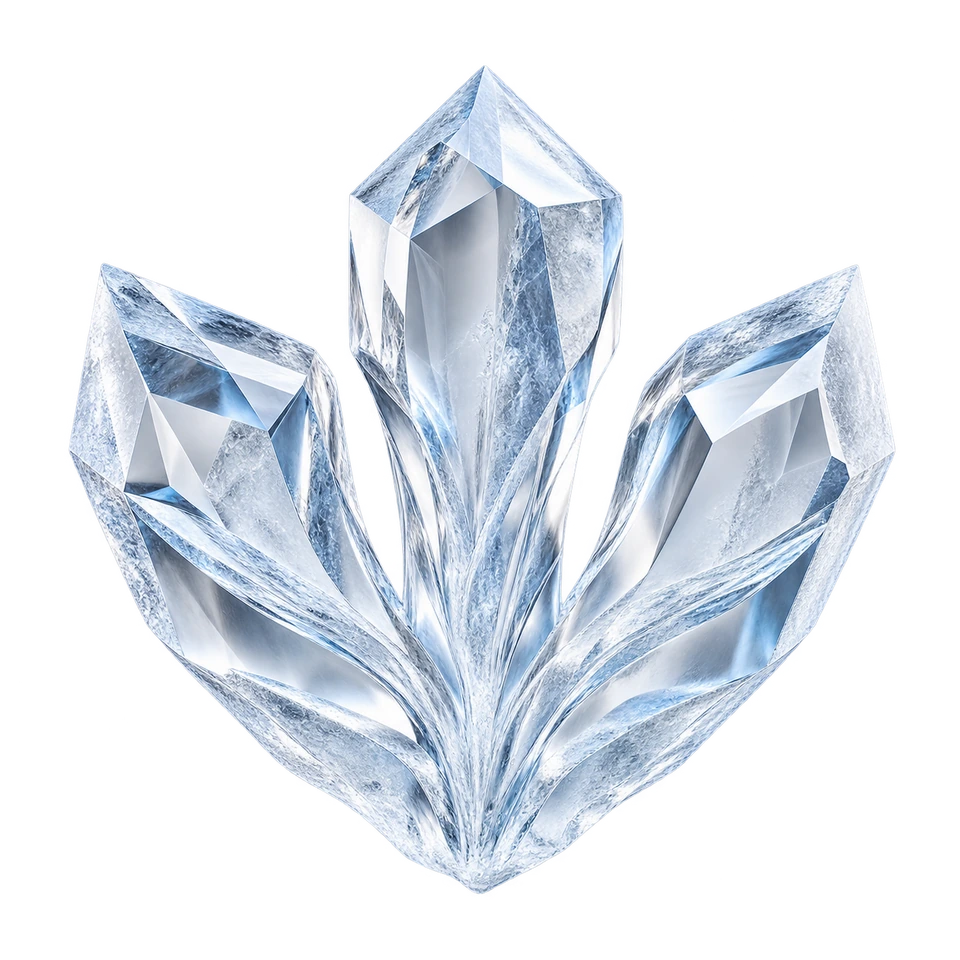 Ortak kökten gelişen kristal formuyla tarihsel birikimi temsil eden Origin simgesi.